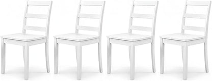 ERGOMASTER Wooden Dining Chairs Set of 4, Farmhouse Armless Wood Kitchen Chair with Back, Side Chairs for Dining Room, White