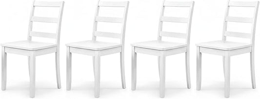 ERGOMASTER Wooden Dining Chairs Set of 4, Farmhouse Armless Wood Kitchen Chair with Back, Side Chairs for Dining Room, White