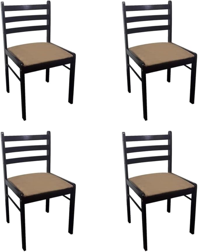 4 Pcs Brown Dining Chairs Solid Rubber Wood Velvet Upholstered Farmhouse Kitchen Chairs for Dining Room Kitchen Comedor