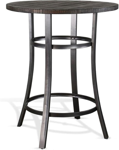 Pemberly Row 42" Mid-Century Wood Pub Table, Tobacco Leaf Finish, Mahogany Solids and Veneers, Metal Base, Powder-Coated Durable Design, 36" Square Counter Height Table for Small Spaces
