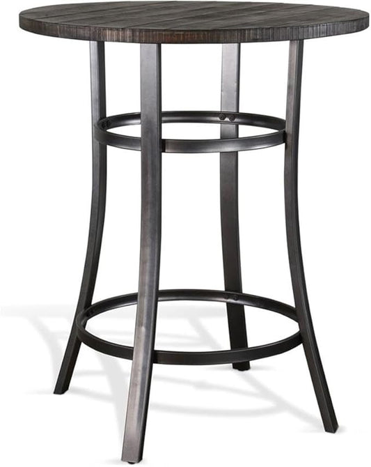Pemberly Row 42" Mid-Century Wood Pub Table, Tobacco Leaf Finish, Mahogany Solids and Veneers, Metal Base, Powder-Coated Durable Design, 36" Square Counter Height Table for Small Spaces