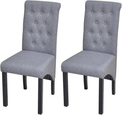 Modern Farmhouse Dining Chairs Set of 2 Dark Gray Fabric Upholstered Kitchen Chairs with Padded Seat and Backrest for Dining Room, Kitchen, Comedor