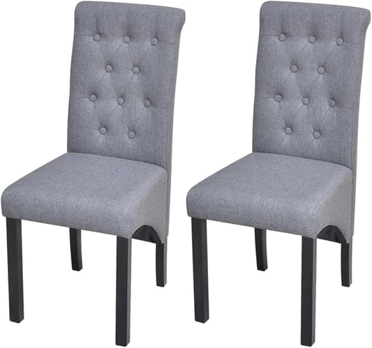 Modern Farmhouse Dining Chairs Set of 2 Dark Gray Fabric Upholstered Kitchen Chairs with Padded Seat and Backrest for Dining Room, Kitchen, Comedor