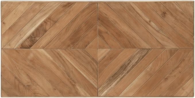 Industrial Acacia Wood Dining Table 47.2"x23.6" Rectangular Chevron Pattern Kitchen Table for 4 with Steel Frame Modern Dining Room for Living Room Apartment and Kitchen