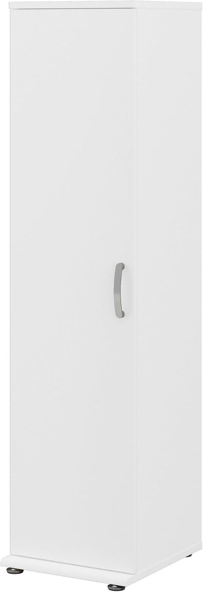 Bush Business Furniture Universal Tall Narrow Storage Cabinet with Door and Shelves in White