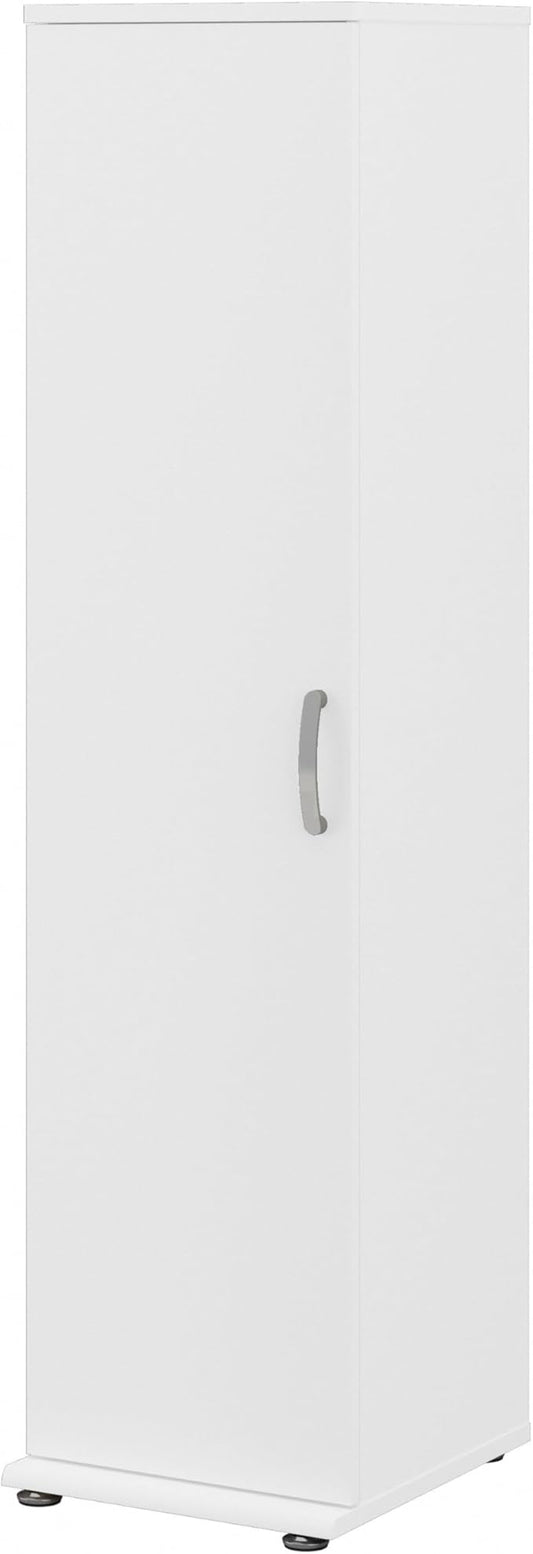 Bush Business Furniture Universal Tall Narrow Storage Cabinet with Door and Shelves in White