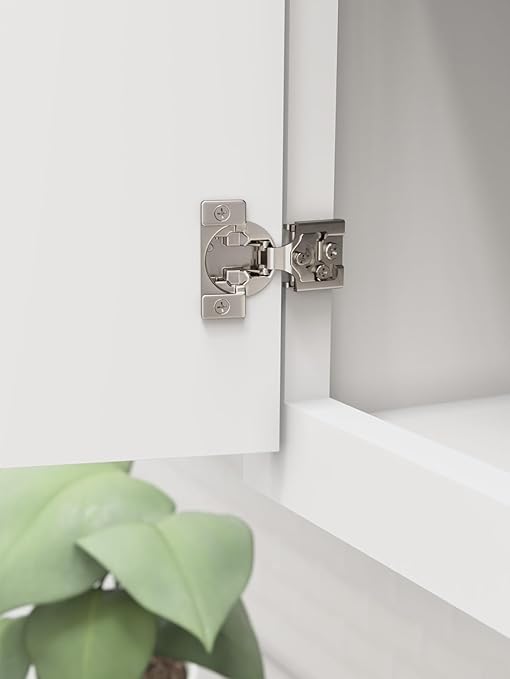 Amerock 2 Pack 1/2 inch Overlay Self-Closing Compact Concealed Hinge for Face Frame Cabinet, 105-degree Opening Angle with 3-Way adjustability