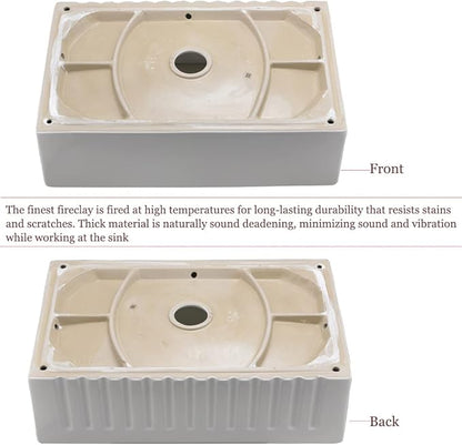 30 Inch White Farmhouse Sink Workstation-Bokaiya 30x20 Fireclay Farmhouse Apron Front Kitchen Sink Ledge WorkstationHeavy Porcelain Ceramic Single Bowl Farm Sink with Cutting Board