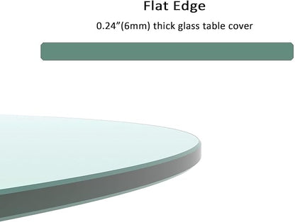 48" Round Tempered Glass Table Top, Clear Surface Flat Polished Edge for Furniture Protection Patio Dining Coffee End Tables (48 inch)