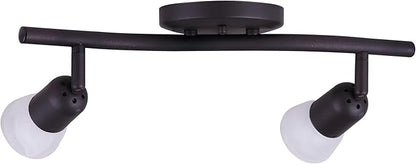 Canarm James 2-Light Track Lighting, Oil Rubbed Bronze Finish, Adjustable Alabaster Glass Shades, 15" Wide Industrial Ceiling Spotlight for Kitchen, Living Room, Hallway