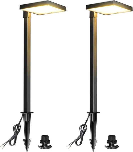 LUTEC 2 Pack Low Voltage Pathway Lights, Aluminum 12V Landscape Lighting with Connectors，IP65 Waterproof Anti-Glare Wired LED Pathway Lights, 5W 500LM Warm White 3000K for Pathway, Yard, Garden