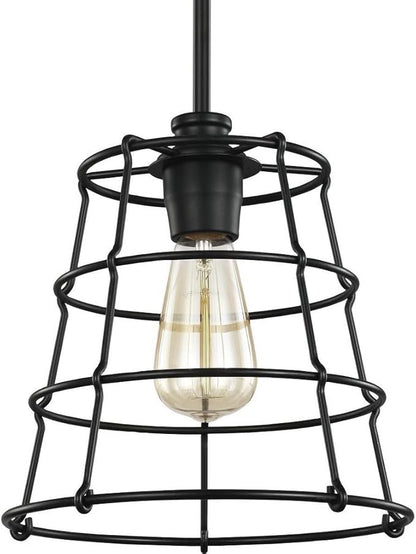 Progress Lighting Chambers Collection 1-Light Farmhouse Pendant Light Matte Black 11.00x10.00x10.00