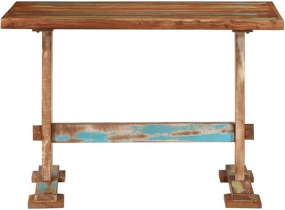Rectangular Reclaimed Wood Dining Table 43.3x21.7x30.7 in Multicolor Rustic Small Dining Room Table for 4 Indoor Spaces with Retro Charm
