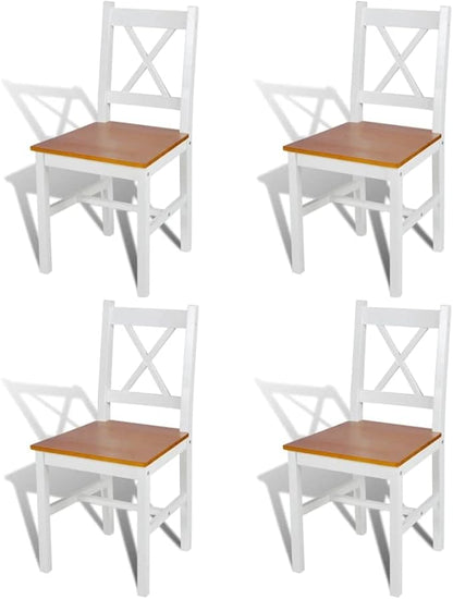 Farmhouse Dining Chairs Set of 4 White Solid Pine Wood Modern Kitchen Chairs with Ergonomic Design for Dining Room Kitchen and Home Decor