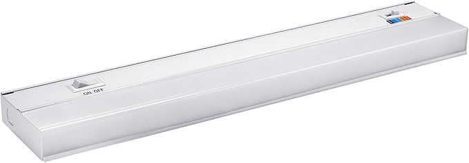 Maxxima 18 in. Hardwired LED Under Cabinet Light - 750 Lumens, 5 CCT, Color Temperature Slide Control, 2700K/3000K/3500K/4000K/5000K, Kitchen and Indoor Lighting Fixture, White, On/Off Switch, ETL