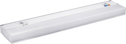 Maxxima 18 in. Hardwired LED Under Cabinet Light - 750 Lumens, 5 CCT, Color Temperature Slide Control, 2700K/3000K/3500K/4000K/5000K, Kitchen and Indoor Lighting Fixture, White, On/Off Switch, ETL