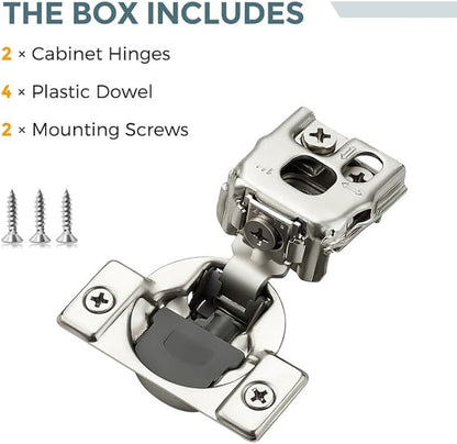 HOME EDIT 2 Pack 1 Pair 1 inch Overlay Soft Close Cabinet Hinges for Kitchen, Stainless Steel Three-Way Adjustable, Concealed Self-Closing Door Hinges