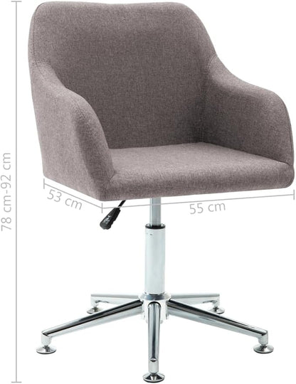 Swivel Dining Chair Modern Accent Chair with Adjustable Height 360-Degree Rotation Taupe Fabric Upholstered Seat Wood Frame Steel Legs for Kitchen Living Room Bedroom Office