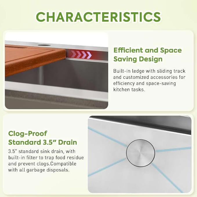 32 Inch Sink Undermount Double Bowl, 16 Gauge 50/50 Double Bowl Stainless Steel Workstation Sink, 32"x18"x10" Large and Deep Kitchen Sink With Accessories