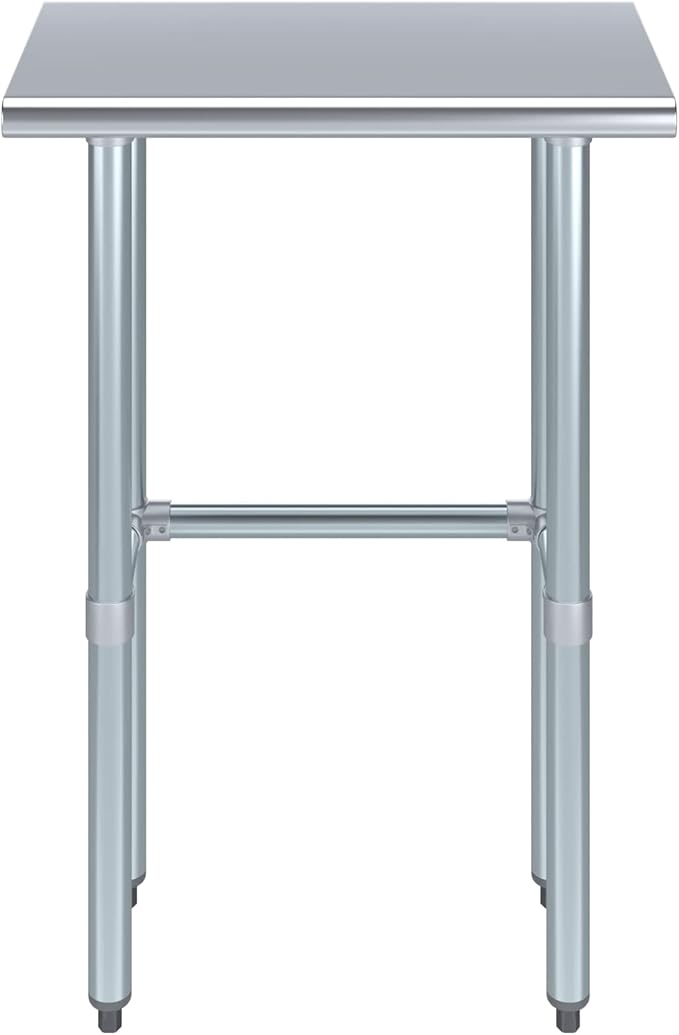 Stainless Steel Work Table Open Base | NSF Kitchen Island Food Prep | Laundry Garage Utility Bench (24" Long x 14" Deep)