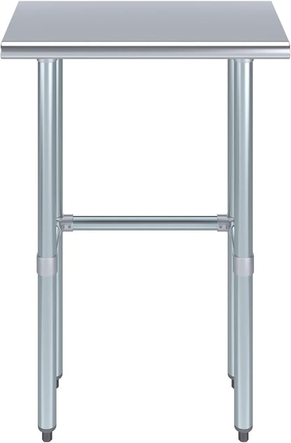 Stainless Steel Work Table Open Base | NSF Kitchen Island Food Prep | Laundry Garage Utility Bench (24" Long x 14" Deep)