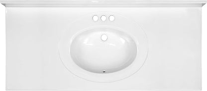 Design House Cultured Marble Vanity Top, 49 in W x 22 in D, Integrated 4 in Centerset Oval Sink & Backsplash, Solid White, 586255