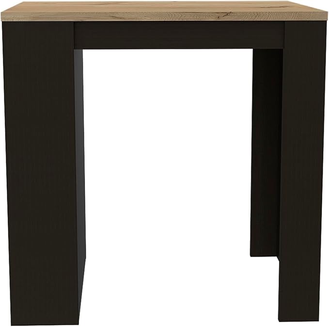 Kitchen Island Table, Two Legs, Three Side Shelves, Black/Pine