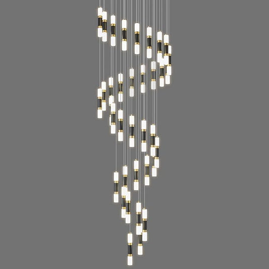 36-Light Modern Chandeliers for Entryway Ceiling Pendant Light Dimmable LED 216W Staircase Large Chandelier Lobby Living Room Foyer High Ceiling Chandelier (Black Gold)
