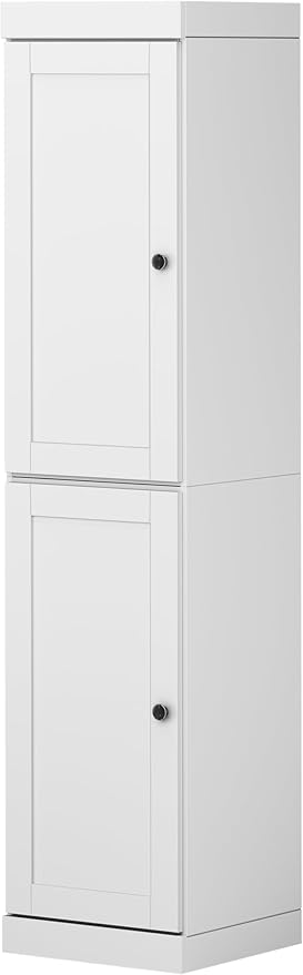 Palace Imports Solid Wood Pantry Cabinet - Tall Narrow Storage Cabinet with Raised Panel Doors - 16.5" W x 71.5" H - White, Kitchen Cupboard, Adjustable Shelves, 100% Eco-Friendly Wood, Modular