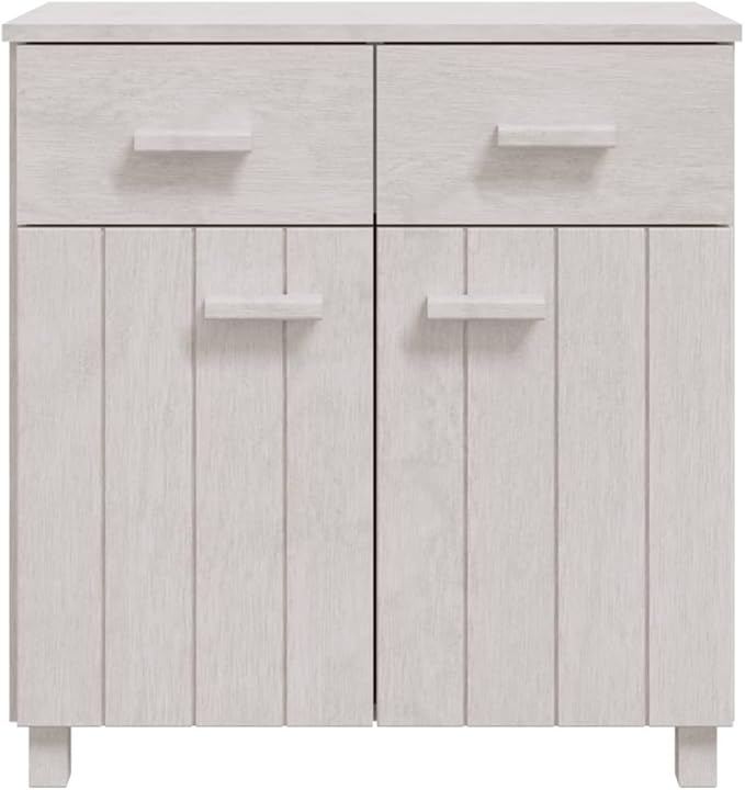 White Sideboard Buffet Cabinet 31.1 x 15.7 x 31.5 in Solid Pine Wood Matte Modern Storage Credenza with Drawers for Living Room Dining Kitchen