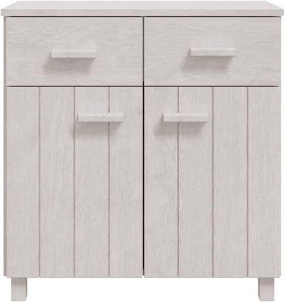 White Sideboard Buffet Cabinet 31.1 x 15.7 x 31.5 in Solid Pine Wood Matte Modern Storage Credenza with Drawers for Living Room Dining Kitchen