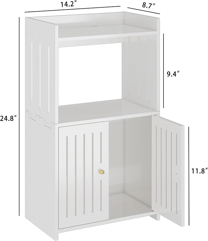 HAYOFAMY 3-Tier Bathroom Storage Cabinet, Small White Floor Cabinet Freestanding Organizer with Door for Living Room Hallway Small Space