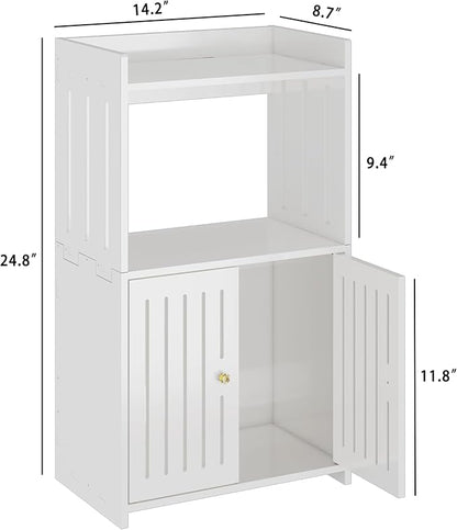 HAYOFAMY 3-Tier Bathroom Storage Cabinet, Small White Floor Cabinet Freestanding Organizer with Door for Living Room Hallway Small Space