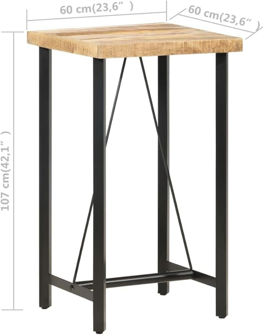 Industrial Bar Table, Rustic Mango Wood Pub Table with Sturdy Iron Frame, 42.1 Inch Tall Rectangular High Top Bistro Table for Home Bar, Kitchen, Dining Room