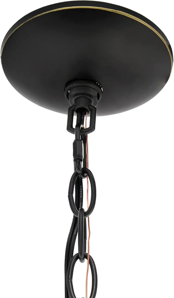 Elegant Designs PT1018-RBZ 15" Traditional Vintage Modern Industrial 3-Light Metal and Clear Glass Kitchen Island Foyer Hallway Living Room Den Dining Room Hanging Pendant Chandelier, RBZ