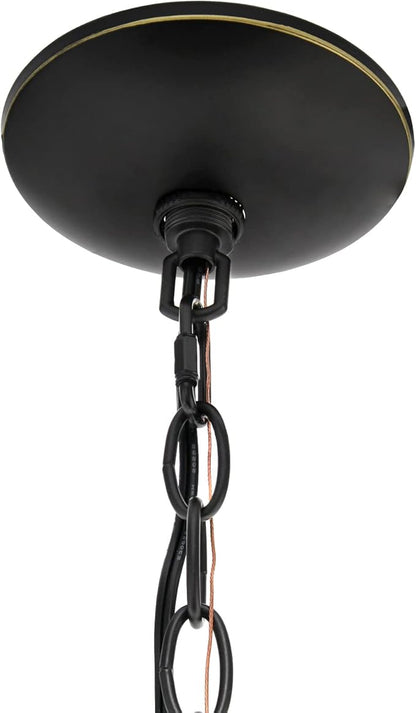 Elegant Designs PT1018-RBZ 15" Traditional Vintage Modern Industrial 3-Light Metal and Clear Glass Kitchen Island Foyer Hallway Living Room Den Dining Room Hanging Pendant Chandelier, RBZ