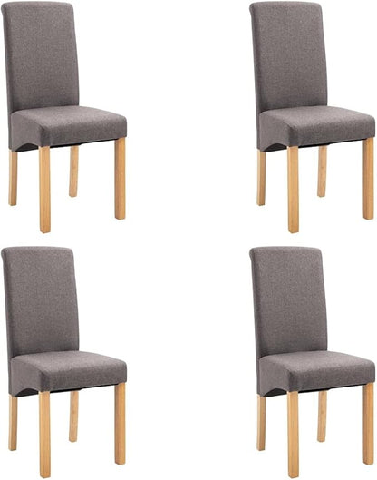 Taupe Fabric Dining Chair Set of 4 Ergonomic Rubberwood Chairs with Modern Design for Dining Room Kitchen and Living Room