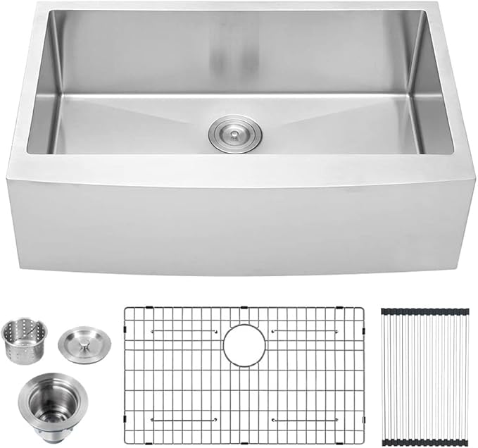 Lordear 30 Inch Farmhouse Kitchen Sink 16 Gauge 30"x21"x10" Stainless Steel Single Bowl Apron Front Undermount Farm Sink
