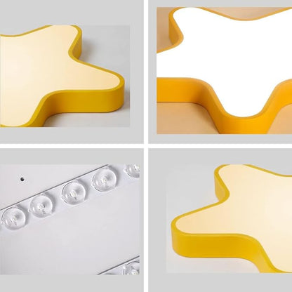 LED Ceiling Light Fixture, Modern Pentagram Recessed Ceiling Lights, 3000K-6000K Dimmable Light, Close to Lighting Flush Mount Living Room Pendant Lamps (Yellow, 12inch)