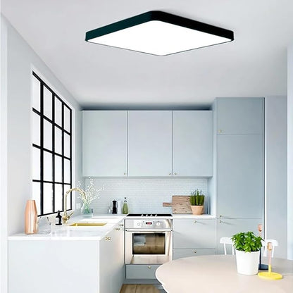 LED Ceiling Light Fixture,12 Inch Modern Square Recessed Ceiling Lights,Dimmable Light 24W Ceiling Lamp Black 3000K-6000K Close to Ceiling Lighting Flush Mount for Bedroom Living Room