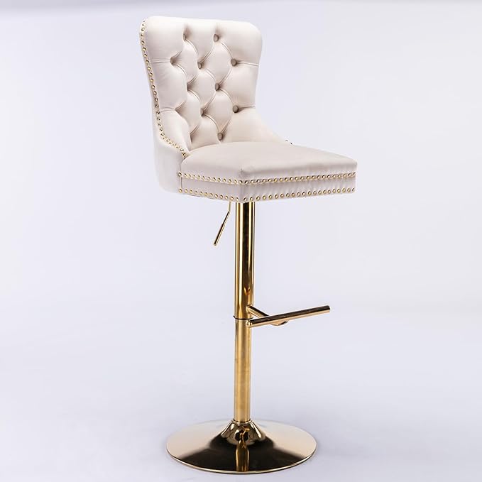 Modern Dining Chair Mid-Century Kitchen Table and Chairs with Sturdy Stable Base, Easy Assembly Luxury Furniture for Dining Room, Home Pub and Kitchen Island,Beige-Foam-setof2