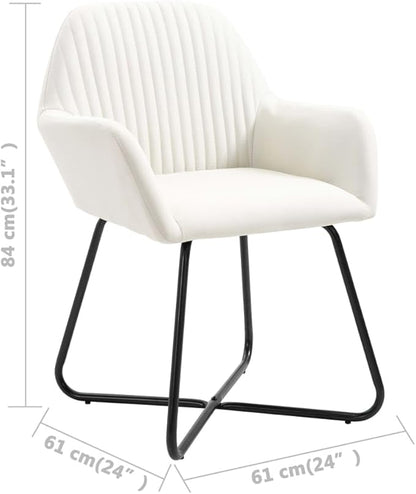 Modern Dining Chairs Set of 2 Cream Fabric Upholstered with Steel Legs, Comfortable Accent Chairs for Kitchen Living Room Bedroom Vanity