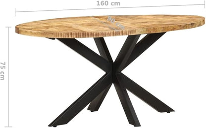 Dining Table,Round Dining Table,Writing Desk, Computer Desk, Balcony Table,for Home, Restaurant, bar, Pub, Bistro, Coffee Shop, Kitchen Island, 63"x35.4"x29.5" Rough Mango Wood
