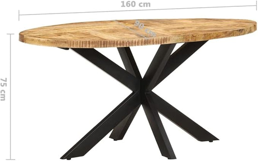 Dining Table,Round Dining Table,Writing Desk, Computer Desk, Balcony Table,for Home, Restaurant, bar, Pub, Bistro, Coffee Shop, Kitchen Island, 63"x35.4"x29.5" Rough Mango Wood
