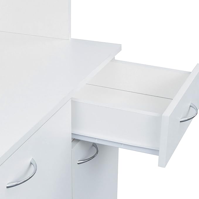 71" Tall Kitchen Pantry Cabinet,Sideboard Buffet Cabinet with 6 Doors and Shelves,Kitchen Island with Microwave Stand,Kitchen Hutch Storage Cabinet with 1 Drawer for Kitchen,Kitchen Cabinet (White)