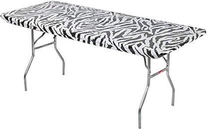 Kwik-Covers 6' Rectangle Plastic Table Covers 30" x 72", Bundle of 5 (Zebra)
