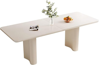 Miuuod 79" Cream White Dining Table for 4-8 People Large Rectangular Kitchen Table Modern Farmhouse Wood Dining Room Table for Living Room Home Office Workspace Easy Assembly