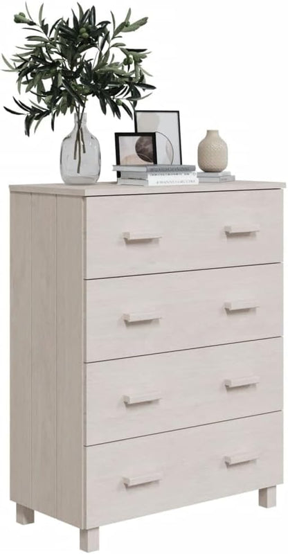 White Solid Pinewood Sideboard, Modern MDF Buffet Cabinet with Smooth Sliding Doors, 15.7 x 31.1 x 40.7 in, Tall Storage for Living Room, Dining Area Kitchen Furniture