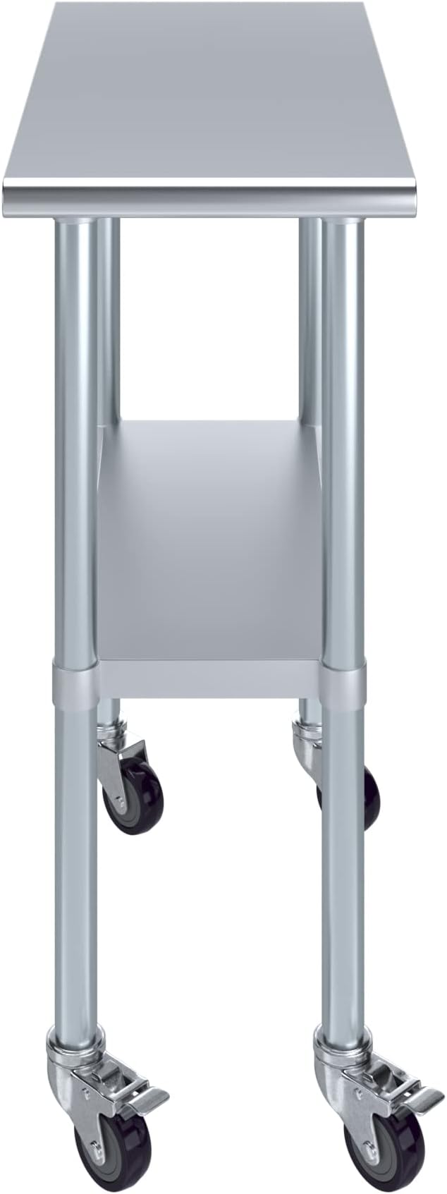 Stainless Steel Work Table with Wheels | NSF Kitchen Island Food Prep | Laundry Garage Utility Bench (Table + Wheels, 15" Long x 30" Deep)