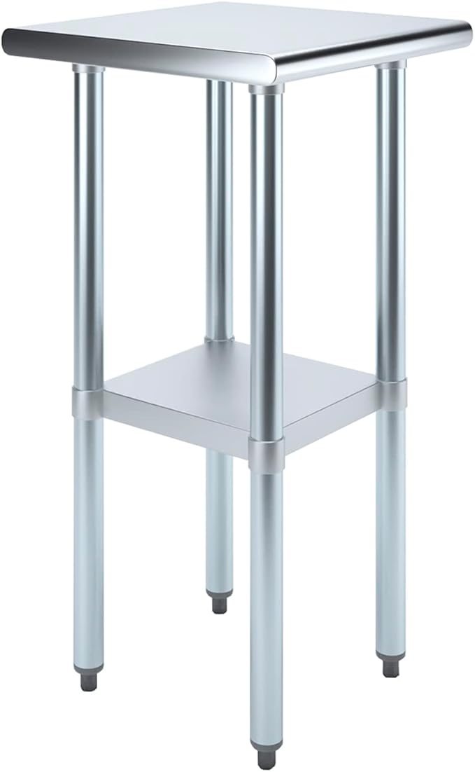 AmGood Stainless Steel Work Table with Undershelf | Kitchen Island Food Prep | Laundry Garage Utility Bench | NSF Certified (18" Long x 18" Deep)